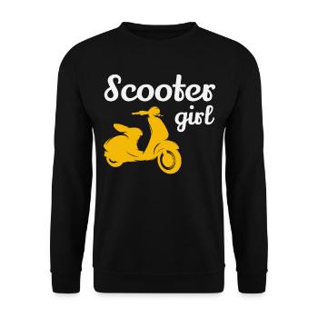Roller Mädchen Fahrer Roller Motorrad Moped Fahrrad - Unisex Pullover - Schwarz - Vorne - Alina (178cm) & Michal (187cm)