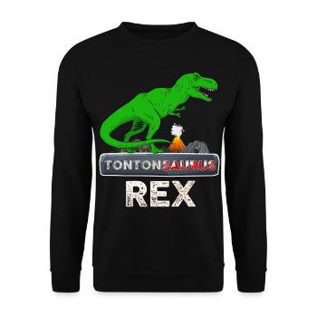 Tonton saurus Rex Humour Dinosaure Futur Oncle - Sweat-shirt Unisexe - noir - Devant - Alina (178cm) & Michal (187cm)