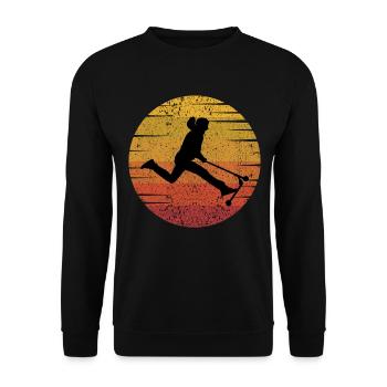 Stunt Scooter Freestyle Scootering Vintage Retro - Unisex Pullover - Schwarz - Vorne - Alina (178cm) & Michal (187cm)