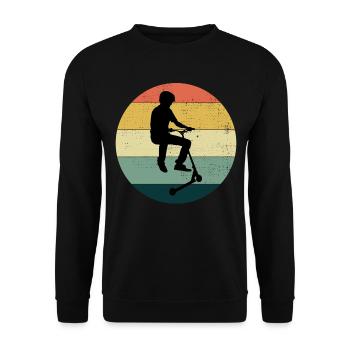 Stunt Scooter Freestyle Scootering Vintage Retro - Unisex Pullover - Schwarz - Vorne - Alina (178cm) & Michal (187cm)