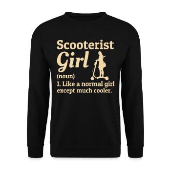 Elektroroller Fahrer E-Scooter Scooterist Mädchen - Unisex Pullover - Schwarz - Vorne - Alina (178cm) & Michal (187cm)