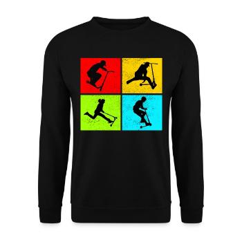 Stunt Scooter Freestyle Scootern Fahren - Unisex Pullover - Schwarz - Vorne - Alina (178cm) & Michal (187cm)
