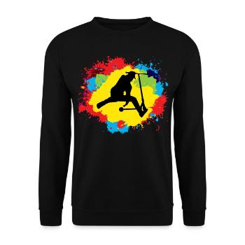 Stunt Scooter Freestyle Scootering Reiten bunt - Unisex Pullover - Schwarz - Vorne - Alina (178cm) & Michal (187cm)