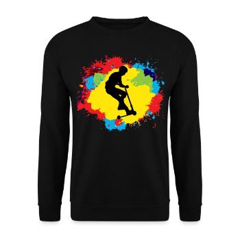 Stunt Scooter Freestyle Scootering Reiten bunt - Unisex Pullover - Schwarz - Vorne - Alina (178cm) & Michal (187cm)