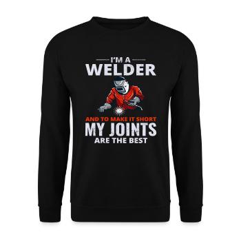 Schweißschweißer Metallbau Eisenarbeiter - Unisex Pullover - Schwarz - Vorne - Alina (178cm) & Michal (187cm)