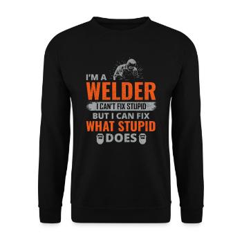 Welding Welder Metal Construction Ironworker - Unisex Sweatshirt - black - Front - Alina (178cm) & Michal (187cm)