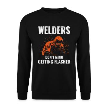 Schweißschweißer Metallbau Eisenarbeiter - Unisex Pullover - Schwarz - Vorne - Alina (178cm) & Michal (187cm)