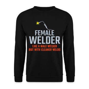 Schweißerschweißerin Factory Workshop Eisenarbeiterin - Unisex Pullover - Schwarz - Vorne - Alina (178cm) & Michal (187cm)