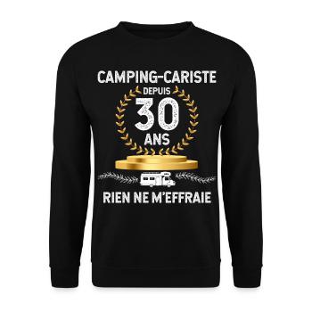Camping-cariste Depuis 30 Ans Cadeau Campeur - Sweat-shirt Unisexe - noir - Devant - Alina (178cm) & Michal (187cm)