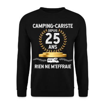 Camping-cariste depuis 25 ans Cadeau Camping-car - Sweat-shirt Unisexe - noir - Devant - Alina (178cm) & Michal (187cm)