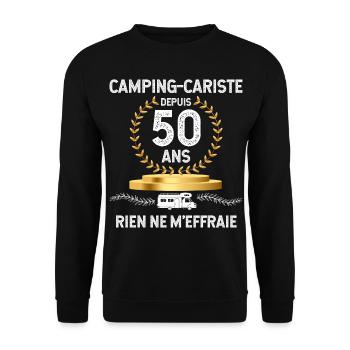 Mon Camping-car depuis 50 ans Cadeau Homme Papa - Sweat-shirt Unisexe - noir - Devant - Alina (178cm) & Michal (187cm)