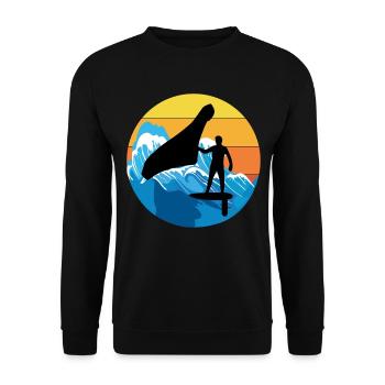 Wing Foiling Hydrofoil Surfing Surf Water Sport - Unisex Sweatshirt - black - Front - Alina (178cm) & Michal (187cm)