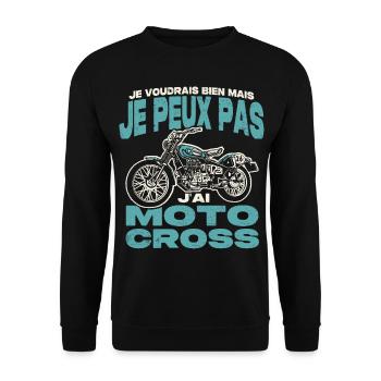 Je peux pas j'ai moto cross. - Sweat-shirt Unisexe - noir - Devant - Alina (178cm) & Michal (187cm)