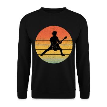 Basse Guitariste Musicien Bassiste Vintage Retro - Sweat-shirt Unisexe - noir - Devant - Alina (178cm) & Michal (187cm)