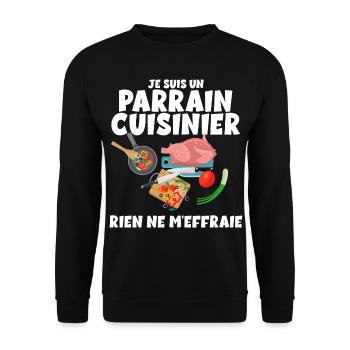 Je Suis Un Parrain Cuisinier Cadeau Humour Homme - Sweat-shirt Unisexe - noir - Devant - Alina (178cm) & Michal (187cm)
