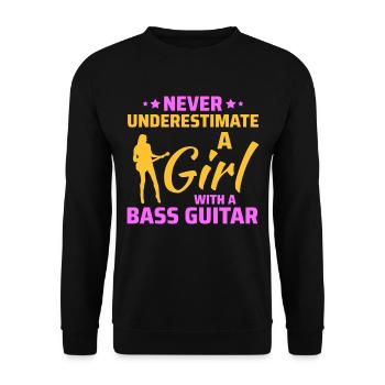 Basse Guitariste Musicien Musicien Bassiste Funny - Sweat-shirt Unisexe - noir - Devant - Alina (178cm) & Michal (187cm)