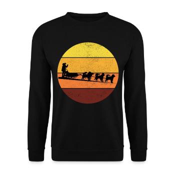 Husky Schlitten Hunderennen Alaskan Racers - Unisex Pullover - Schwarz - Vorne - Alina (178cm) & Michal (187cm)
