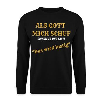 ALS GOTT MICH SCHUF | Streetwear - Unisex Pullover - Schwarz - Vorne - Alina (178cm) & Michal (187cm)