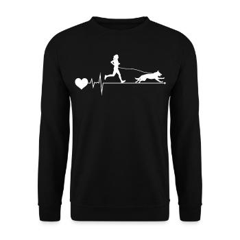 Canicross Trail Running Dog Sport Heartbeat Pulse - Unisex Sweatshirt - black - Front - Alina (178cm) & Michal (187cm)