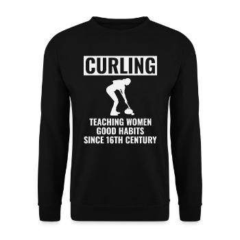 Curling Sweeping Fan Winter Ice Sport Curler Drôle - Sweat-shirt Unisexe - noir - Devant - Alina (178cm) & Michal (187cm)