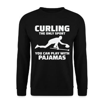 Curling Sweeping Fan Winter Ice Sport Curler Funny - Unisex Sweatshirt - black - Front - Alina (178cm) & Michal (187cm)
