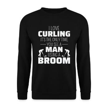 Curling Kehrfächer Winter Eissport Curler Lustig - Unisex Pullover - Schwarz - Vorne - Alina (178cm) & Michal (187cm)
