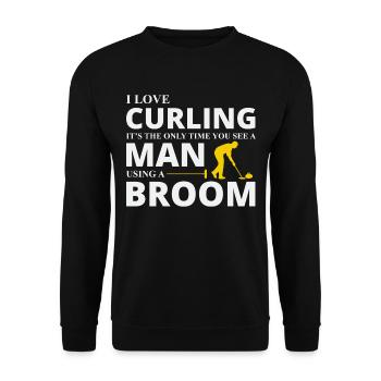 Curling Kehrfächer Winter Eissport Curler Lustig - Unisex Pullover - Schwarz - Vorne - Alina (178cm) & Michal (187cm)