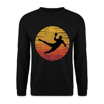 Handballspieler Retro Vintage 80er Jahre Stil Handballer - Unisex Pullover - Schwarz - Vorne - Alina (178cm) & Michal (187cm)