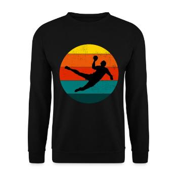 Handballspieler Retro Vintage 80er Jahre Stil Handballer - Unisex Pullover - Schwarz - Vorne - Alina (178cm) & Michal (187cm)