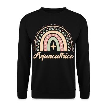 Cadeau Aquacultrice. Boho Rainbow aquacultrice. - Sweat-shirt Unisexe - noir - Devant - Alina (178cm) & Michal (187cm)