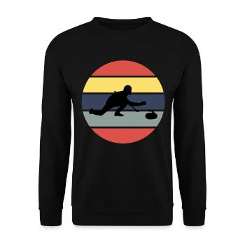 Stone Curling Wintersport 80er Jahre Stil Retro Vintage - Unisex Pullover - Schwarz - Vorne - Alina (178cm) & Michal (187cm)