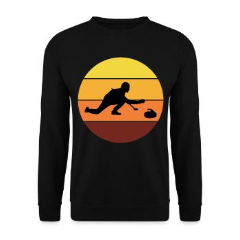 Stone Curling Winter Sport 80s Style Retro Vintage - Unisex Sweatshirt - black - Front - Alina (178cm) & Michal (187cm)