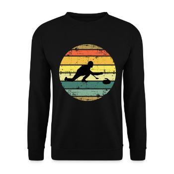Stone Curling Winter Sport 80s Style Retro Vintage - Unisex Sweatshirt - black - Front - Alina (178cm) & Michal (187cm)