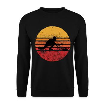 Stone Curling Winter Sport 80s Style Retro Vintage - Unisex Sweatshirt - black - Front - Alina (178cm) & Michal (187cm)