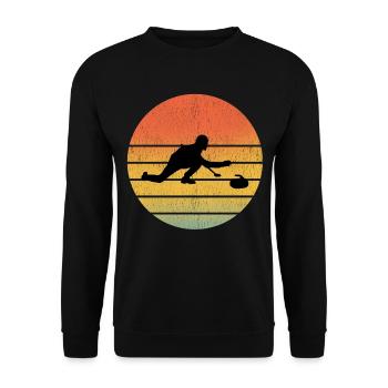Stone Curling Winter Sport 80s Style Retro Vintage - Unisex Sweatshirt - black - Front - Alina (178cm) & Michal (187cm)