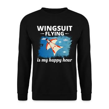 Wingsuit fliegen Base Jumping Fallschirmspringen Wingsuiting - Unisex Pullover - Schwarz - Vorne - Alina (178cm) & Michal (187cm)