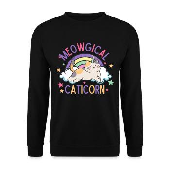 Meowgical Caticorn - Unisex Sweatshirt - black - Front - Alina (178cm) & Michal (187cm)