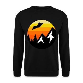 Wingsuit fliegen Base Jumping Skydiving Retro - Unisex Pullover - Schwarz - Vorne - Alina (178cm) & Michal (187cm)