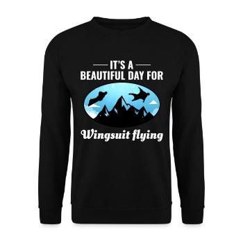 Wingsuit fliegen Base Jumping Fallschirmspringen Wingsuiting - Unisex Pullover - Schwarz - Vorne - Alina (178cm) & Michal (187cm)