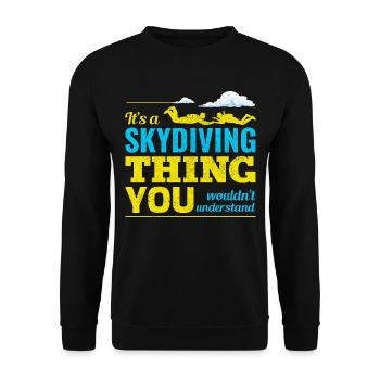 Fallschirmspringen Fallschirmspringen - Unisex Pullover - Schwarz - Vorne - Alina (178cm) & Michal (187cm)