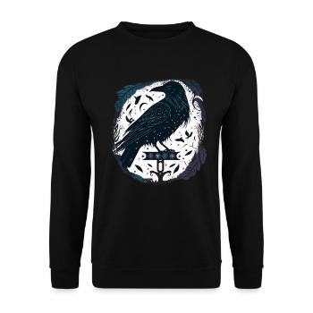 Nordischer Rabe skandinavische Runen Geschekidee - Unisex Pullover - Schwarz - Vorne - Alina (178cm) & Michal (187cm)