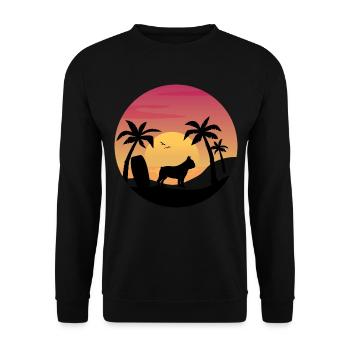 French bulldog Owner Beach Sunset Palm Trees - Unisex Sweatshirt - black - Front - Alina (178cm) & Michal (187cm)