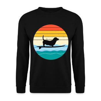 Basset Hound Owner Dog Surfing Surfboard Retro - Unisex Sweatshirt - black - Front - Alina (178cm) & Michal (187cm)