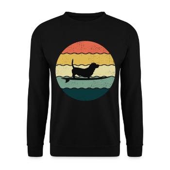 Basset Hound Propriétaire Chien Surf Planche De Surf Rétro - Sweat-shirt Unisexe - noir - Devant - Alina (178cm) & Michal (187cm)
