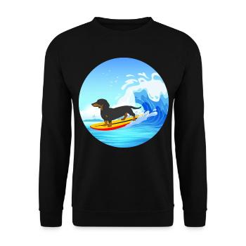 Dachshund Owner Beach Dog Surfing Surfboard Surfer - Unisex Sweatshirt - black - Front - Alina (178cm) & Michal (187cm)