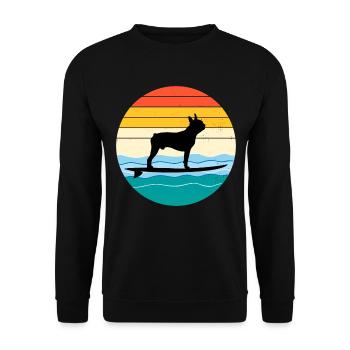 Boston terrier Propriétaire Chien Surf Sea Waves - Sweat-shirt Unisexe - noir - Devant - Alina (178cm) & Michal (187cm)