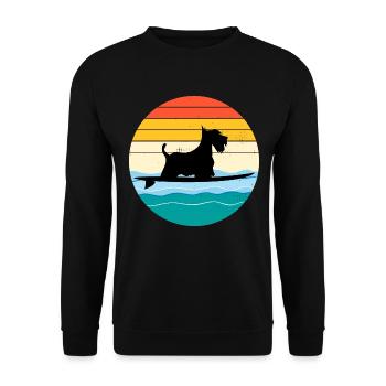 Scottish Terrier Dog Surfing Surfer Sea Waves - Unisex Sweatshirt - black - Front - Alina (178cm) & Michal (187cm)