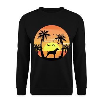 Dobermann Owner Dog Surfing Palm Trees Beach - Unisex Sweatshirt - black - Front - Alina (178cm) & Michal (187cm)