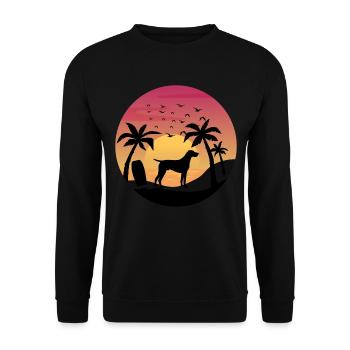 Pointer allemand à poil court plage coucher de soleil palmiers - Sweat-shirt Unisexe - noir - Devant - Alina (178cm) & Michal (187cm)