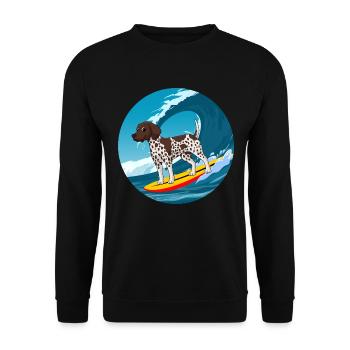 Pointeur allemand à poil court Chien Surf Vagues de mer - Sweat-shirt Unisexe - noir - Devant - Alina (178cm) & Michal (187cm)